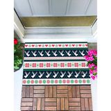 Örme Geyik Kapı Önü Paspası Dekoratif Kapı Paspası Dış Mekan Paspas Ev Içi Paspası 45X70CM - Abanoz