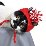 Örme Kedi Şapkası Ponponlu Yılbaşı Şapkası