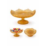 Ornamenti Luna Amber Ayaklı Cam Sunumluk Meyvelik Pasta Servis Salata Kasesi Dekoratif Şık Sunum Tabağı