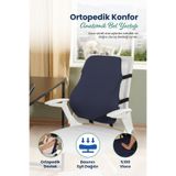 ORPEDOX Anatomik Ortopedik Visco Bel Destek Yastığı Kilitli Sabitleme Lastiği, Ofis, Araba