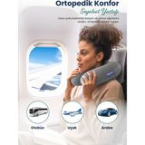 Orpedox Ortopedik Seyahat Yastığı Visco Boyun Destekli Seyahat Yastığı - Gri - 28 x 28 cm