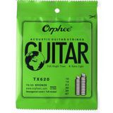 Orphee Tx620 Akustik Gitar Teli Seti (Aksesuar - Phosphor Bronze) | %75 Bakır Ve %25 Kalay Karışımı, Parlak Ve Zengin Harmonikler, Korozyona Dayanıklı Kaplama | Ölçüler: 010-047 Extra Light