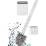 Orret Duvara Yapıştırılabilir Silikon Wc Fırçası,İnce Aralara Girebilir Silikon Klozet Fırçası (Beyaz)