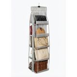 Orret Home 10 Bölmeli Askılı Çanta Organizeri – 37x125 cm Gri Renk, Dolap İçi Asılabilir Çanta Düzenleyici, Askılı Çok Gözlü Çanta Saklama Ünitesi