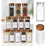 Orret Home 12' Bambu Akasya Kapaklı Baharatlık Seti 120 ml - Doğal Kapaklı, Şeffaf , Sağlıklı Şık Baharat Kavan - Standart