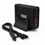Orret Home 150W GaN Hızlı Şarj İstasyonu, 6 Portlu Masaüstü Şarj Aleti, 3 USB-C Type-C ve 3 USB-A Girişli Çoklu Adaptör, Telefon Tablet Laptop İçin Akıllı Güç Dağıtımlı Şarj Cihazı
