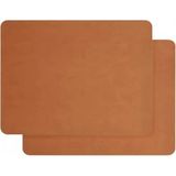 Orret Home 2 Adet Amerikan Servis – 44X35 Cm Taba Renk Suni Deri Masa Altlığı, Su Geçirmez, Kaymaz, Isıya Dayanıklı Şık Sofra Ve Masa Koruy
