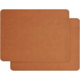 Orret Home 2 Adet Amerikan Servis – 44x35 cm Taba Renk Suni Deri Masa Altlığı, Su Geçirmez, Kaymaz, Isıya Dayanıklı Şık Sofra ve Masa Koruyucu Placemat Seti