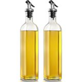 Orret Home 2’li Cam Yağdanlık Seti – 500 ml Sızdırmaz Kapaklı Damlatmaz Yağ Şişesi, Zeytinyağı ve Sirke İçin Cam Yağlık, Sıvı Yağ Saklama ve Dökme Şişesi