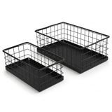 Orret Home 2’li Metal Sepet Organizer, Siyah Tel Saklama Sepeti, Paslanmaz Çok Amaçlı Mutfak Banyo Ofis Dolap İçi Masa Üstü Raf Tezgah Düzenleyici Set, 25 ve 30 cm