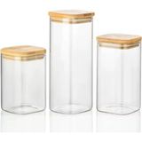 Orret Home 2'li Vakum Kapaklı Borosilikat Cam Saklama Kabı Seti – Mini Boy, Hava Geçirmez, Gıda Saklama Için Ideal-Baharat,kahve,şeker-Mini Baharatlık (Bambu Kare, 270) - Acı Kahverengi