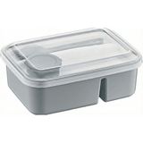 Orret Home 3 Bölmeli Beslenme Kabı 920 ml Sosluklu Sızdırmaz Kapaklı BPA İçermez Çatal Kaşık Dahil Lunch Box Bölmeli Yemek Kabı (Gri)
