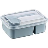 Orret Home 3 Bölmeli Beslenme Kabı 920 ml Sosluklu Sızdırmaz Kapaklı BPA İçermez Çatal Kaşık Dahil Lunch Box Bölmeli Yemek Kabı (Mavi)