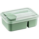 Orret Home 3 Bölmeli Beslenme Kabı 920 ml Sosluklu Sızdırmaz Kapaklı BPA İçermez Çatal Kaşık Dahil Lunch Box Bölmeli Yemek Kabı (Yeşil)