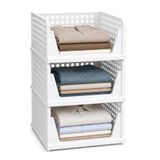 Orret Home 3 Katlı Katlanabilir Dolap İçi Düzenleyici Organizer, Üst Üste İstiflenebilir Kayar Raflı Çekmece Tipi Plastik Gardırop Düzenleyici, Kıyafet Saklama Sepeti, Beyaz 32 x 41,5 x 51,5 cm