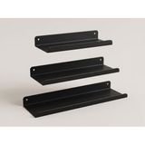Orret Home 3’lü Metal Duvar Rafı Yapışkanlı Raf Seti Banyo Rafı Mutfak Rafı Dekoratif Duvar Rafı Siyah Minimal Raf Organizer Seti 30-35-40 cm