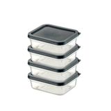 Orret Home 4 Adet Buzdolabı Organizeri – PP Plastik Şeffaf ve Ayarlanabilir Saklama Kabı, Gıdaları Taze Tutan Fresh Box, Çok Amaçlı,Mikrodalga ve Bulaşık Makinesi Uyumlu (Gri, 500 Ml)