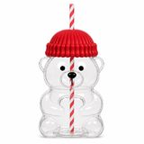 Orret Home 580 ML Ayıcık Desenli Cam Bardak Pipetli Silikon Kapaklı Soğuk Kahve Bardağı Şeffaf Cam Kupa Sevimli Ayıcık Bardak Bubble Tea Smoothie Milkshake Meyve Suyu İçecek Bardağı Çocuk ve Yetişkin