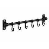 Orret Home 6 Kancalı Duvar Askısı Siyah Metal Askılık – Yapışkanlı ve Vidalı Montaj Seçeneği, Çok Amaçlı Fincan Askısı, Mutfak Banyo Kapı Arkası Askılık, Havluluk, Anahtarlık Organizer 50 cm