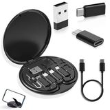 Orret Home 60W Destekli 5'i 1 Arada Seyahat Kablo Seti – USB Type-C, Micro USB Şarj Kablosu ve Dönüştürücü Adaptörlü Mini Kablo Kutusu, Kompakt Seyahat Kiti