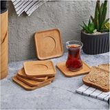 Orret Home 6ADET Bambu Çay Tabağı, Çay Bardağı Altlığı, Estetik Sunum Sunumluk, Doğal Malz - Çok Renkli