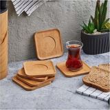 Orret Home 6ADET Bambu Çay Tabağı, Çay Bardağı Altlığı, Estetik Sunum Sunumluk, Doğal Malzeme, Çevre Dostu Şık - Standart