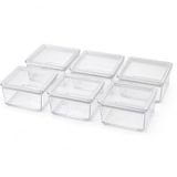 Orret Home 6’lı Kare Contalı Kahvaltılık Seti, Şeffaf Mika Erzak Saklama Kabı, Kapaklı Mini Gıda Kabı, Peynir Zeytin Reçel Kuruyemiş Baharat Kabı, 9 x 9 x 5,5 cm