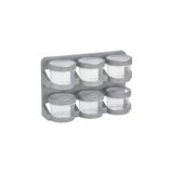 Orret Home 6’lı Standlı Baharatlık Plastik Şeffaf Kaşıklı Baharat Standı Duvara Asılabilir ve Masa Üstü Kullanılabilir Baharat Seti Mutfak Organizer