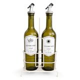 Orret Home 750 ml 2’li Yağdanlık Seti ve Beyaz Metal Stand, Zeytinyağı Ayçiçek Yağı Şişesi, Sızdırmaz Kapaklı Cam Yağlık Sirkelik, Dökme Başlıklı Mutfak Yağlık Sosluk Takımı