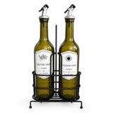 Orret Home 750 ml 2’li Yağdanlık Seti ve Siyah Metal Stand, Zeytinyağı Ayçiçek Yağı Şişesi, Sızdırmaz Kapaklı Cam Yağlık Sirkelik, Dökme Başlıklı Mutfak Yağlık Sosluk Takımı