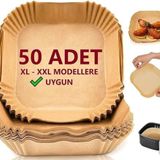 Orret Home Aırfrey Pişirme Kağıdı,XL,XXL Aırfreyler İçin Parşömen Kağıdı,Sıvıya Ve Yağa Dayanıklı Sıcak Hava Fritözleri İçin Yanmaz Kağıt (50 Adet)