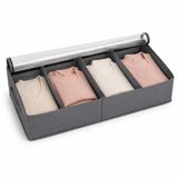 Orret Home Baza Altı 4 Bölmeli Ayarlanabilir Sandık Hurç Organizer, 73x40x16 cm Şeffaf Kapaklı Gri Kıyafet Saklama Kutusu, Yatak Altı Dolap İçi Düzenleyici, Battaniye Nevresim Kazak Hurcu