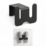 Orret Home Duvara Yapıştırılabilir Terlik Askısı Metal Terlik Organizeri Banyo Terlik Tutucu Yapışkanlı Duvar Askılığı Çift Terlik Aparatı Siyah Minimalist Tasarım