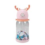 Orret Home Geyik Boynuzlu Pipetli Su Matarası, 600 ml Su Şişesi, Çocuklar İçin Eğlenceli ve Güvenli İçme Deneyimi, BPA İçermeyen, Dayanıklı ve Renkli Suluk (Pembe)