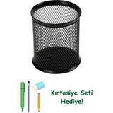 Orret Home Masa Üstü Ofis Tipi Metal Kalemlik,Perfore Kalemlik,Masa Düzenleyici Ve Toparlayıcı Organizer,Kalem Kutusu (Siyah Silindir)