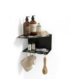 Orret Home Metal Duşakabin Rafı Yapışkanlı Banyo Rafı Delmeden Montaj Köşe Rafı Duş Rafı Şampuanlık Sabunluk Lif Askılı Paslanmaz Suya Dayanıklı Banyo Organizer