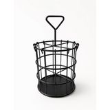 Orret Home Metal Kaşıklık ve Makyaj Fırçası Organizeri, Siyah Tel Çatal Kaşık Bıçaklık, Tezgah Üstü Mutfak Banyo Kozmetik Fırça Düzenleyici, Saplı Yuvarlak Sepet 13x23 cm
