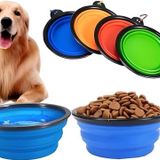 Orret Home Pratik Katlanabilir Taşınabilir Kedi Köpek Mama ve Su Kabı Evcil Hayvan Portatif Kase,Akordiyon Silikon Kap