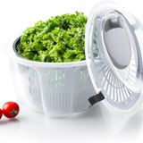 Orret Home Pratik Salata Kurutucu – Çevirmeli Sebze & Marul Kurutma Kabı, 4,5 L Manuel Dönerli Yıkama ve Kurutma Leğeni, Suyu Ayıran Çok Fonksiyonlu Spinner