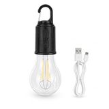 Orret Home Şarjlı Kamp Ampulü USB Type-C Girişli Asılabilir LED Ampul 3 Modlu Işık Gün Işığı Kamp Lambası Taşınabilir Acil Durum Işığı Kancalı Ampul Outdoor Kamp Aydınlatma