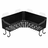 Orret Home Yapışkanlı Köşe Banyo Rafı Şampuanlık Duş Organizeri Lif Askılı Delmeden Montajlı Plastik Banyo Düzenleyici Köşelik Raf Siyah 25x25 cm