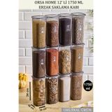 ORSA HOME 12' Li Kare 1750 Ml Antrasit Erzak Saklama Kabı 269
