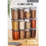 ORSA HOME 12'Li 2200 Ml Erzak Saklama Kabı Antrasit 267