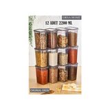 Orsa Home 12'li Antrasit Plastik Erzak Saklama Kabı 2200 ml Çok Amaçlı Kullanım 267 - Gri - 2,2 lt
