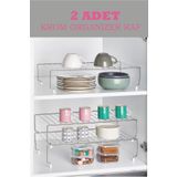 ORSA HOME 2 Adet 128 Krom 47 Cm Dolap Içi Raf Düzenleyici Organizer Raf