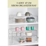 ORSA HOME 3 Adet 128 Dolap İçi Düzenleyici 47 cm Krom Organizer Raf