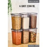 ORSA HOME 6 Lı 2200 ml Erzak Saklama Kabı Antrasit 266