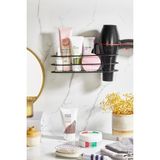 Orsa Home Banyo Aksesuarları Banyo Düzenleyici Yapışkanlı Saç Kurutma Makinesi Fön Makinesi Organizer Raf Siyah 993