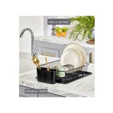 ORSA HOME Mat Siyah Modern Tabaklık Kaşıklıklı Tepsili Oval Bulaşıklık 088