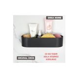 ORSA HOME Tekli Oval Tasarım Güçlü Macun Yapışkanlı Banyo Köşe Rafı, Duşakabin Düzenleyici Organizer Raf 049
